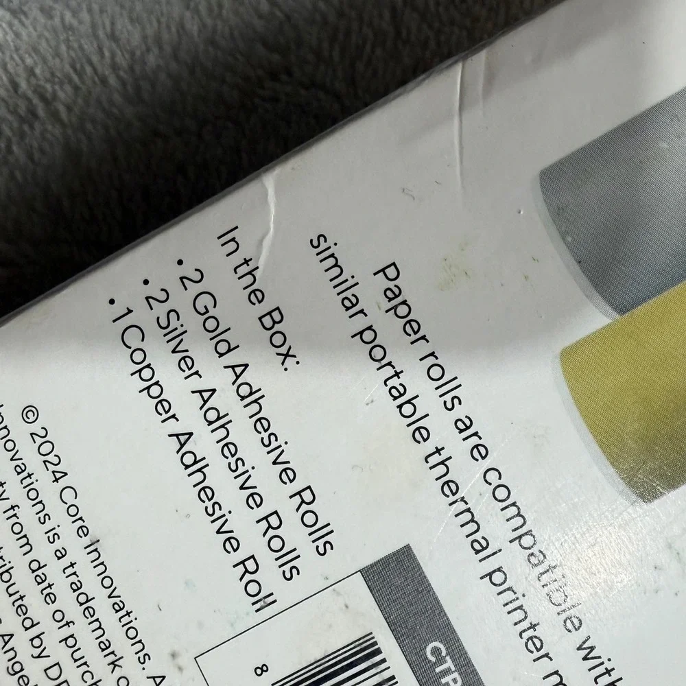 Core Innovations 5 Pack Metallic Adhesive Thermal Paper‎ Rolls Gold Silver